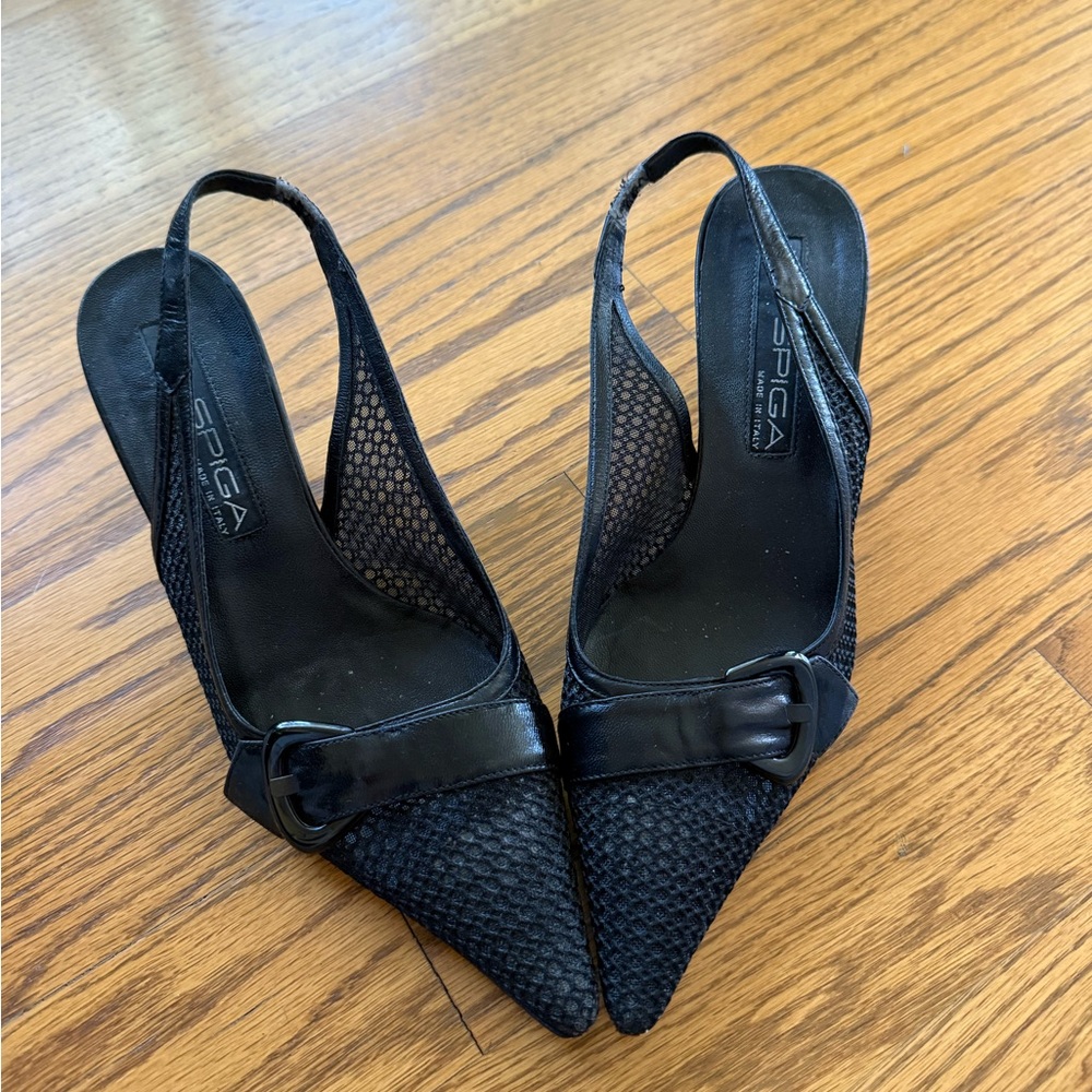 VIA SPIGA Black Kitten Heels Size 6 1/2